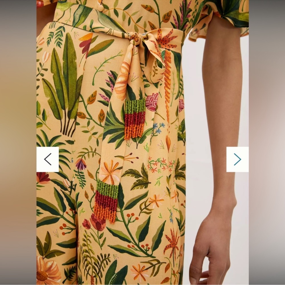 Farm Rio Beaded Floral Boho Jungle V-Neck Jumpsuit - Picture 2 of 3
